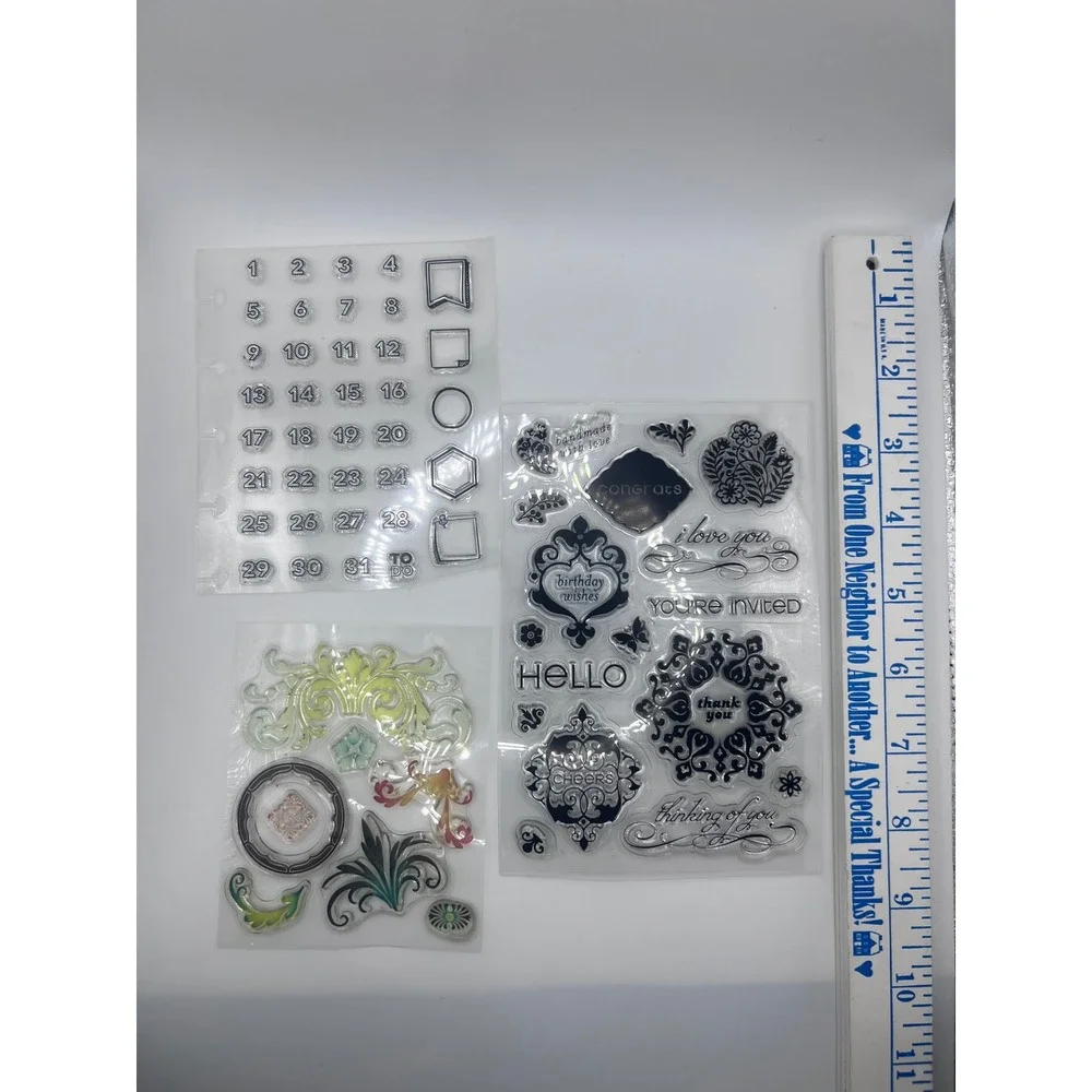 Mixed Lot Of Clear Rubber‎ Acrylic Stamps W Stamping Blocks Flowers Card Making